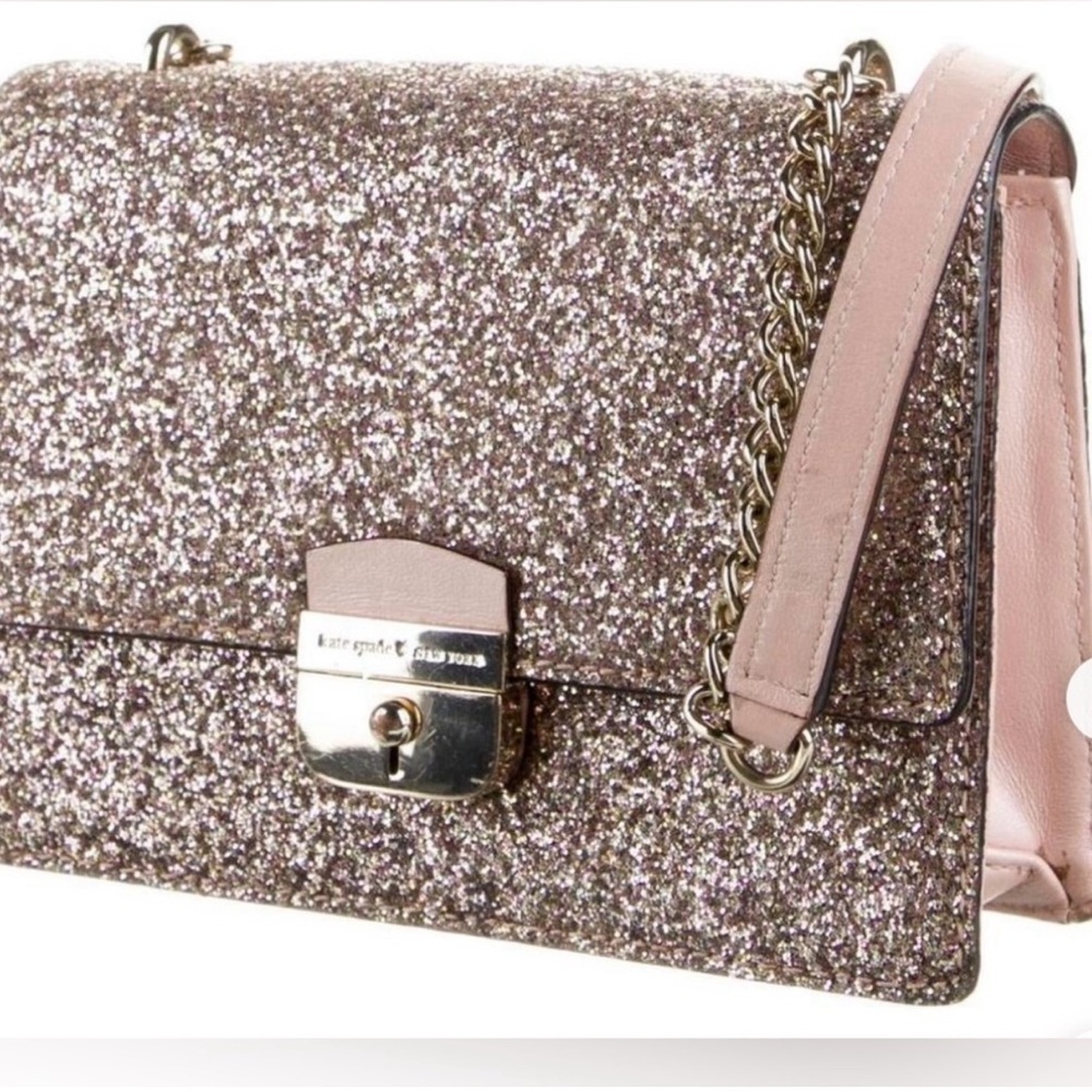 Kate Spade NWOT rose gold Glittery Pink Crossbody Bag - Picture 3 of 13